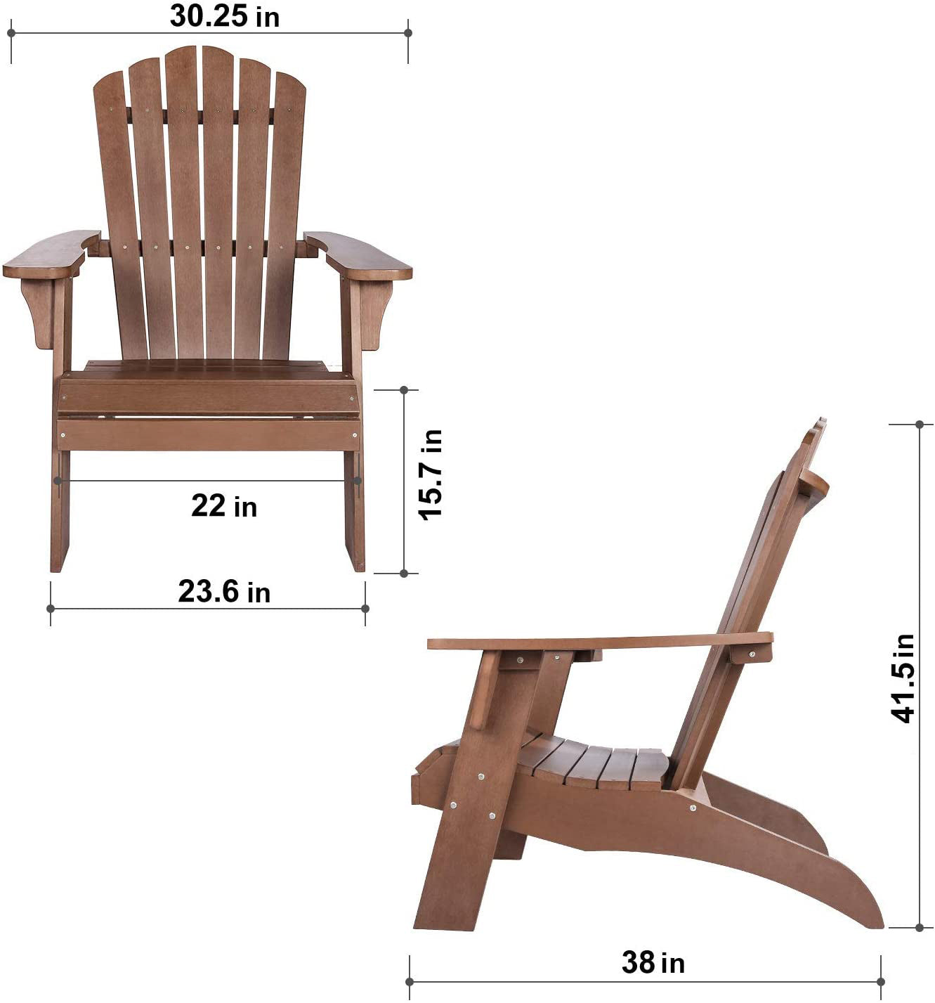 Tomi Patio Polystyrene Adirondack Chair - Brown