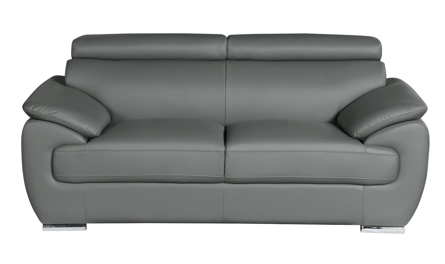 Milton Genuine Leather Loveseat - Gray