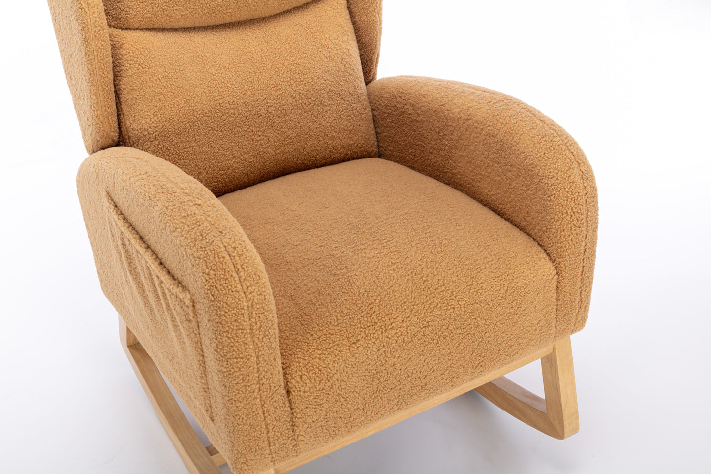 Nadia Teddy Fabric Rocking Chair - khaki