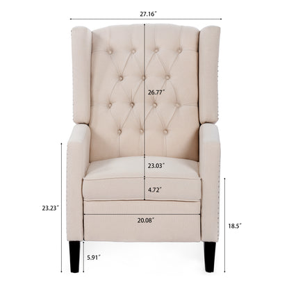 Nix Wide Manual Wing Chair Recliner - Beige