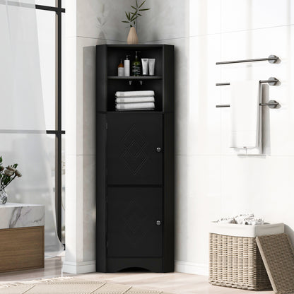 Skyward Bathroom Corner Cabinet - Black