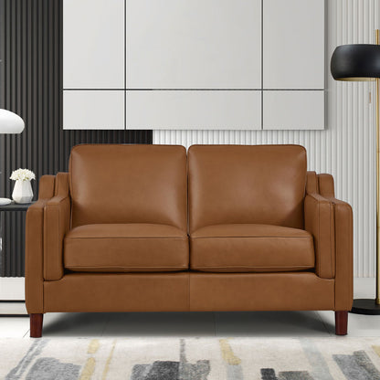 Bella Top Grain Leather Loveseat - Brown