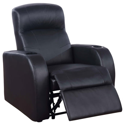 Novak Black Upholstered Recliner with Cup Holder