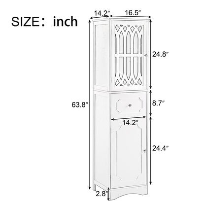 Statured Bathroom Cabinet with Drawer and Doors - Gray