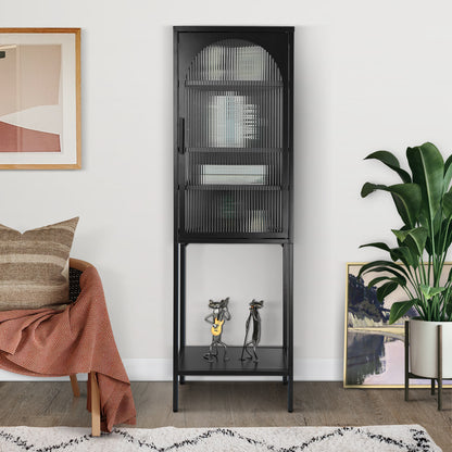 Tempered Glass High Cabinet - Black