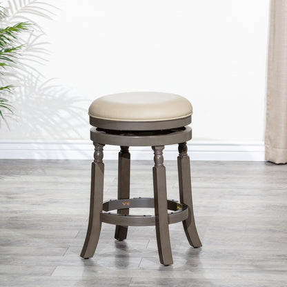 Viva Counter Stool, Weathered Gray Finish, French Gray Leather Seat