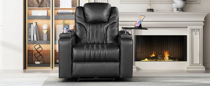 Morris PU Leather Power Recliner - Black