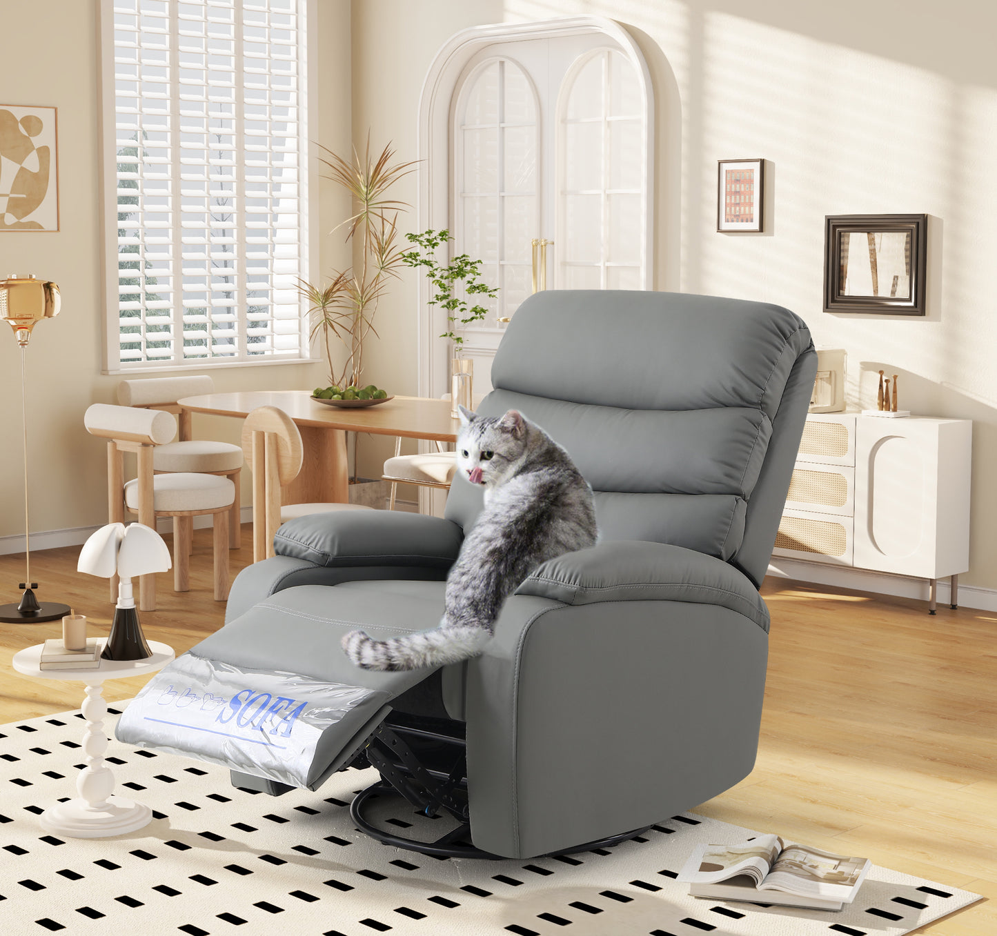 Lexi 360 Degree Swivel Rocking Recliner Chair - Gray