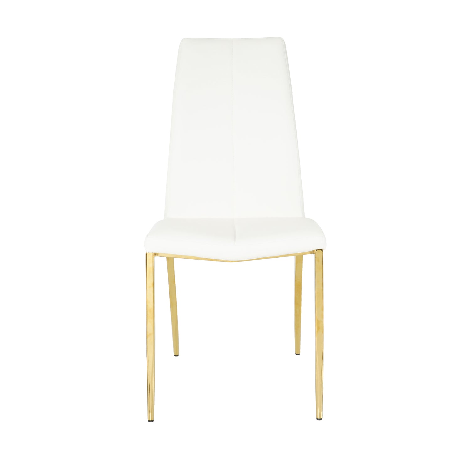 Shona Pu Dining Chairs with Gold Metal Leg (Set of 4) - White