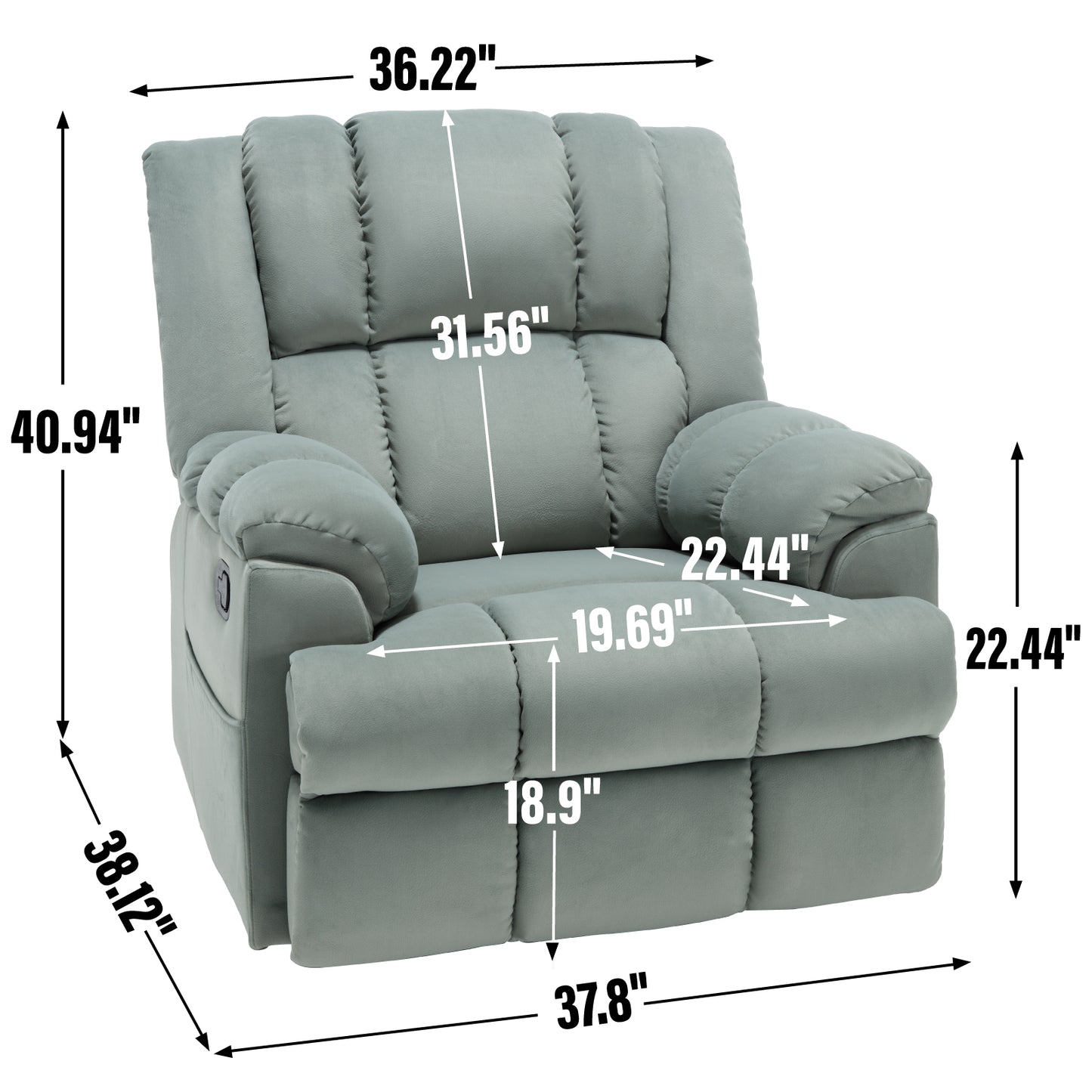 Nash Fabric Manual Recliner Chair - Green