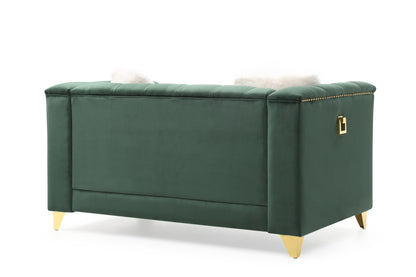 Dana Tufted Upholstery Velvet Loveseat - Green