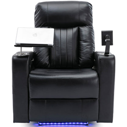 Anika Premium Power Recliner with Swivel Tray Table - Black