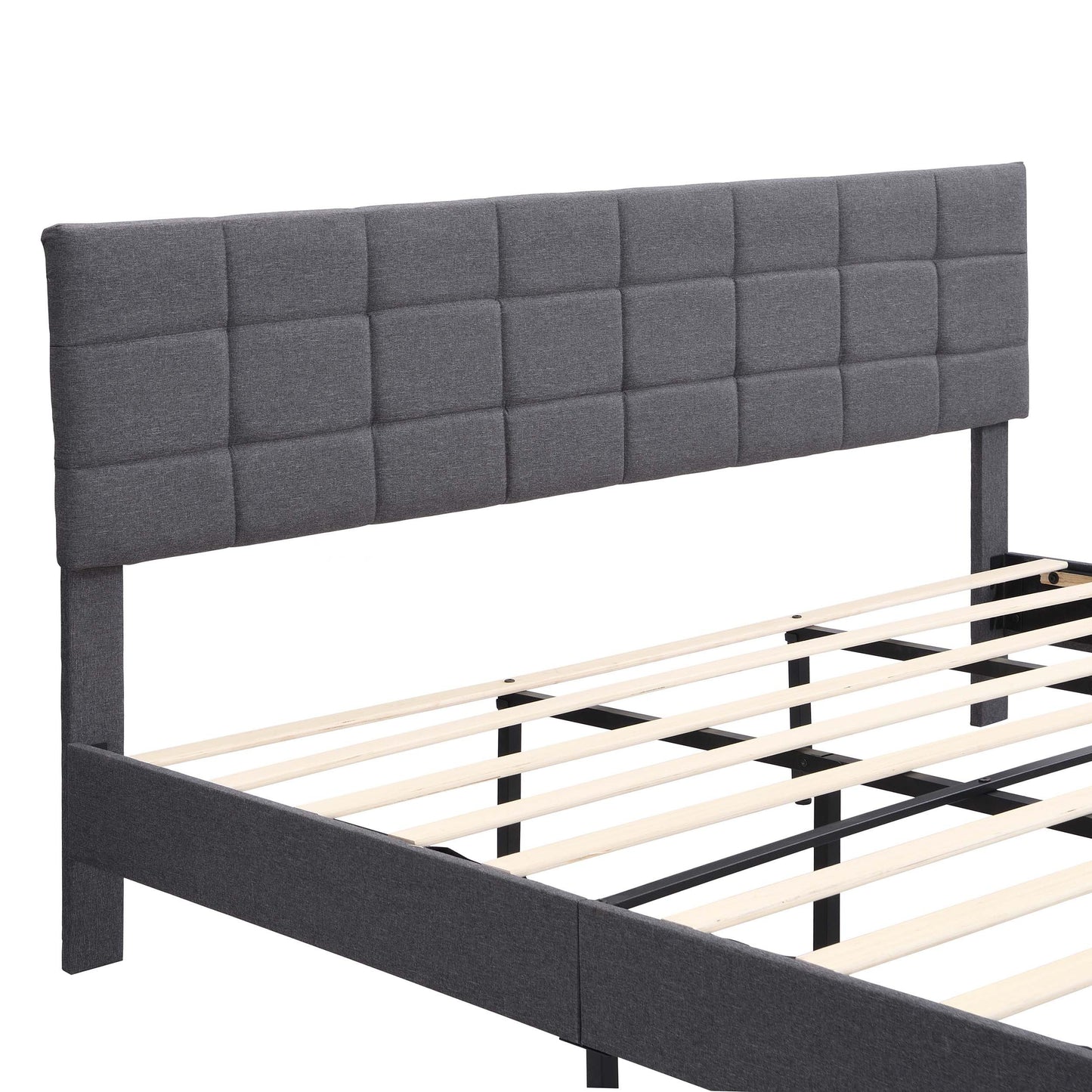 Elegant King Size Platform Bed Frame - Gray