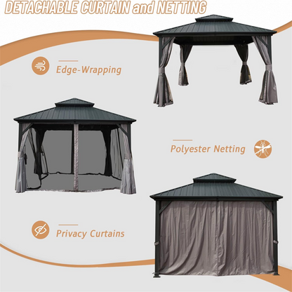 Emerson 12 X 12 ft Hardtop Gazebo - Gray