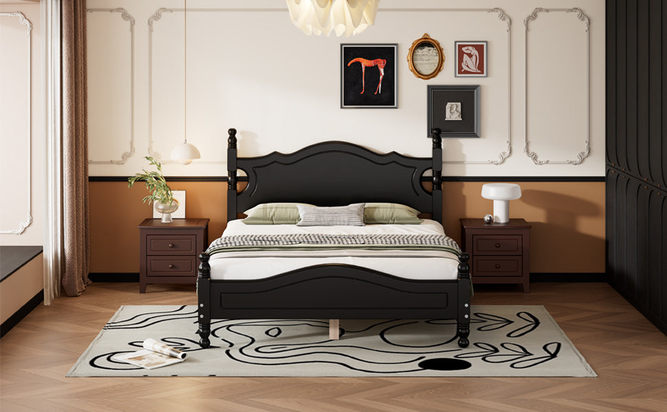 Quarto II Full Size Wood Platform Bed Frame - Black