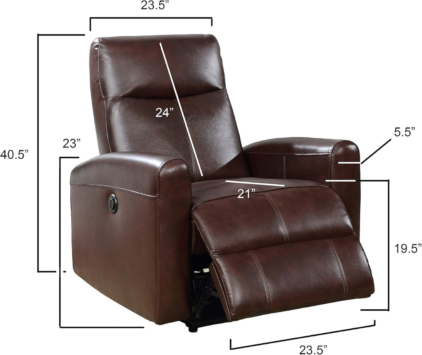 Snyder Electric Leather Recliner Chair with Gentle Lower Lumbar Massager - Brown