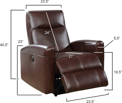 Snyder Electric Leather Recliner Chair with Gentle Lower Lumbar Massager - Brown