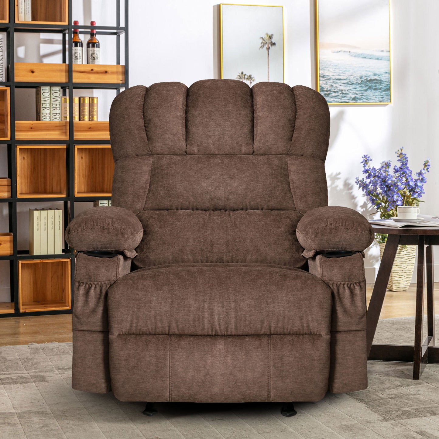 Ramos Recliner Chair Massage Heating sofa with USB - Brown