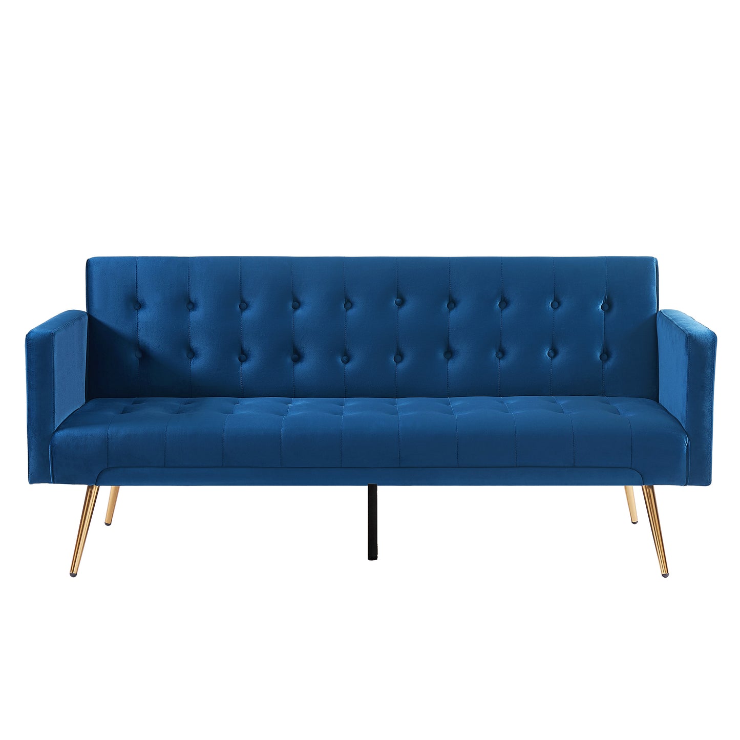 Pix Velvet Upholstered  Convertible Folding Futon Sofa Bed - Blue