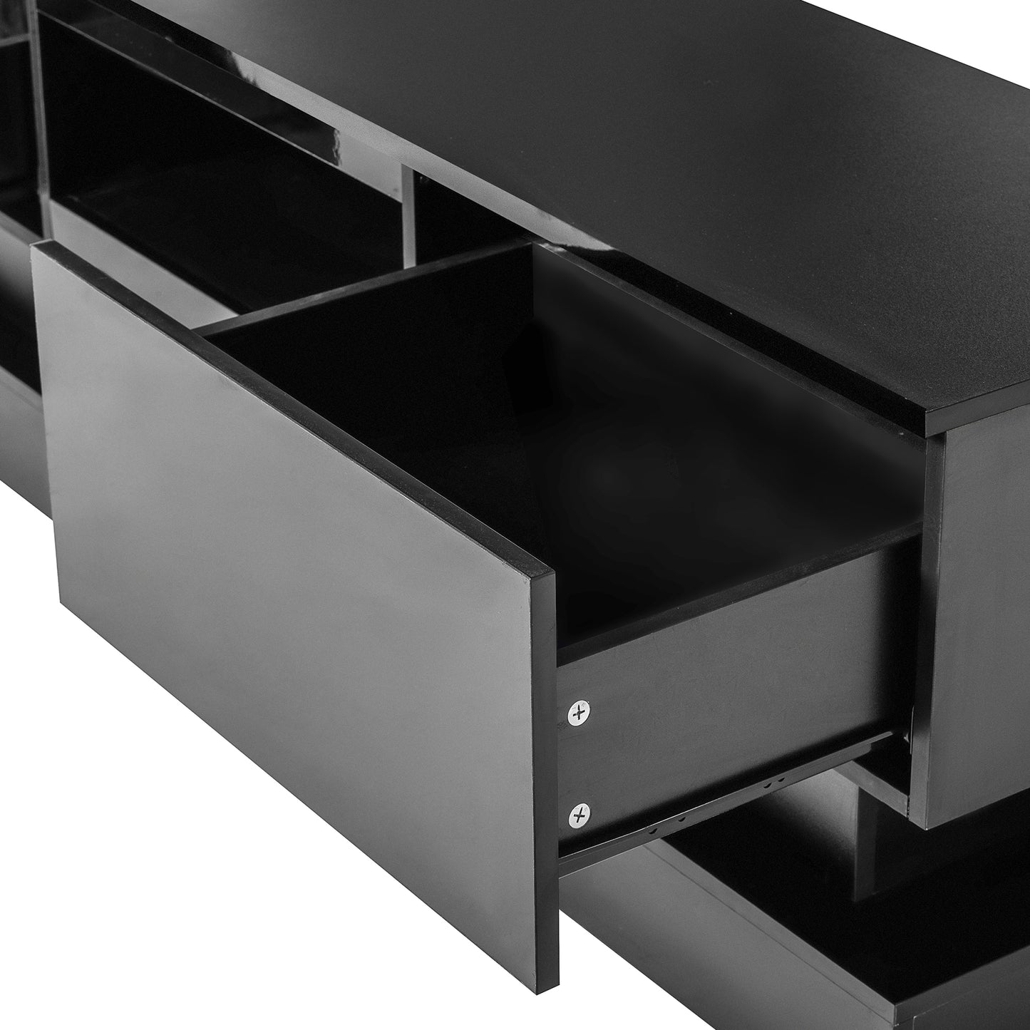 Scape 65 inchesGlossy TV Stand with LED Lights- Black