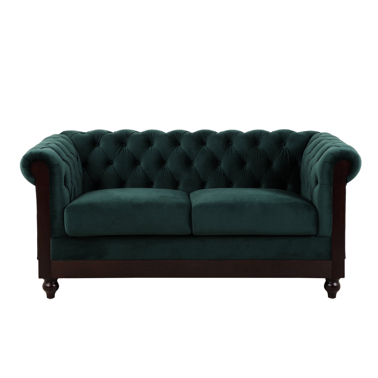 Vivalux Velvet Loveseat Sofa - Dark Green