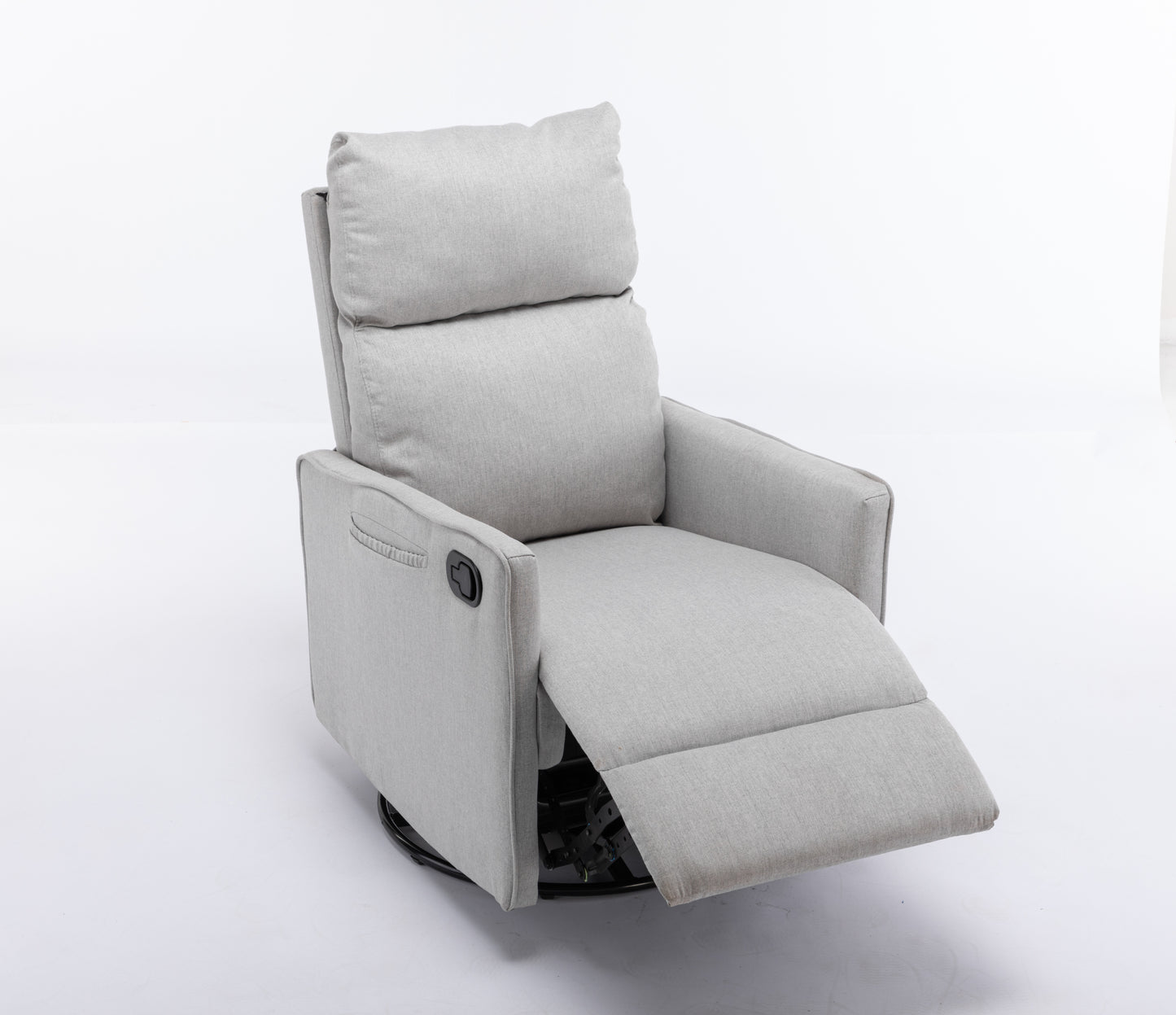 Cotton Linen Fabric Swivel Rocking Chair - Light Gray