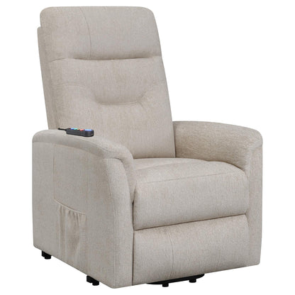 Lennox Power Lift Recliner with Storage Pocket - Beige