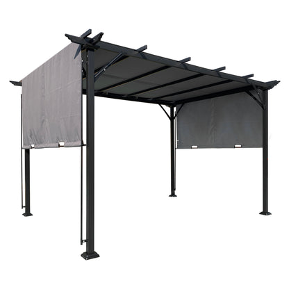 Manson 9.5 x 12 ft Outdoor Retractable Pergola - Gray