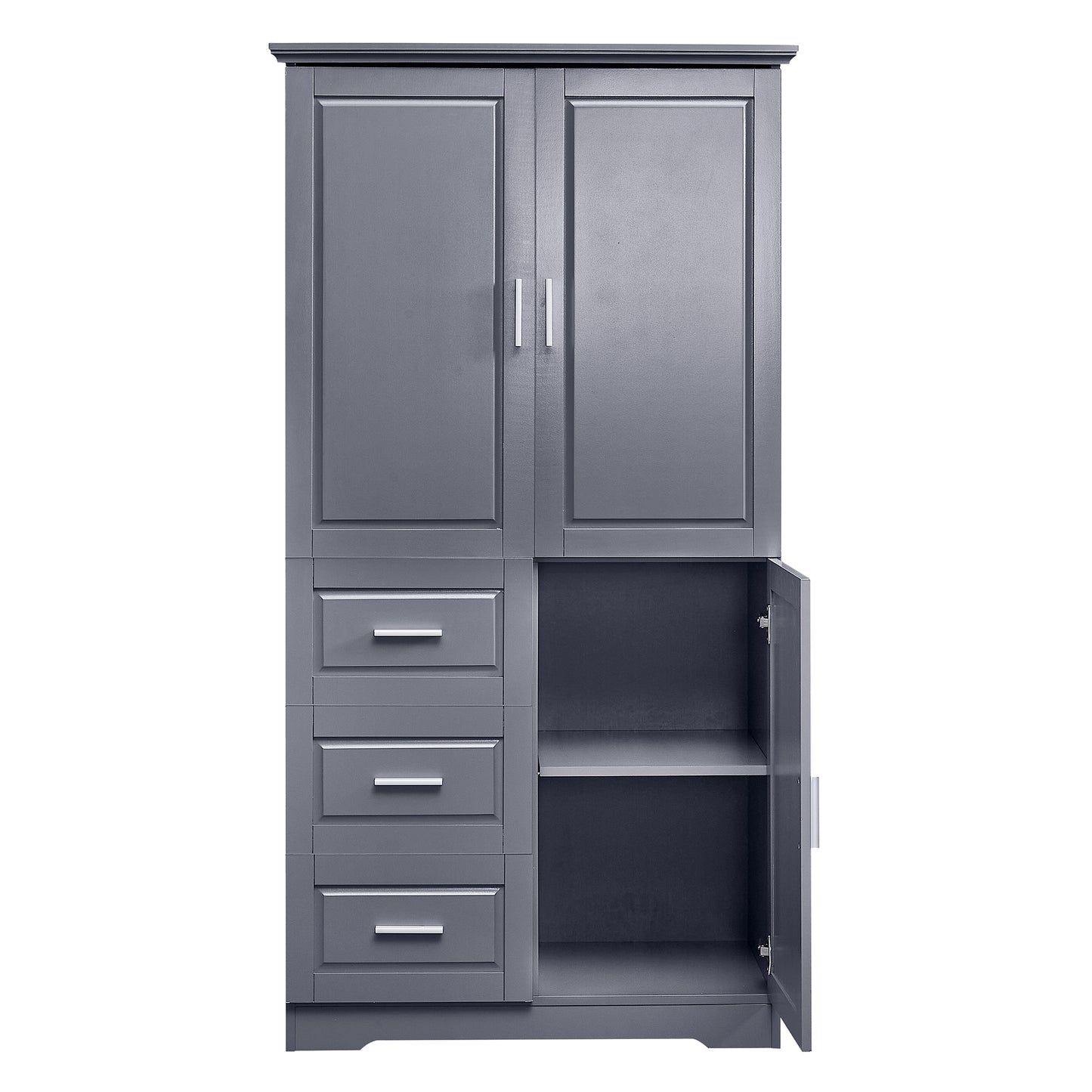 Lofty Cabinet with Doors Three Drawers - Grey