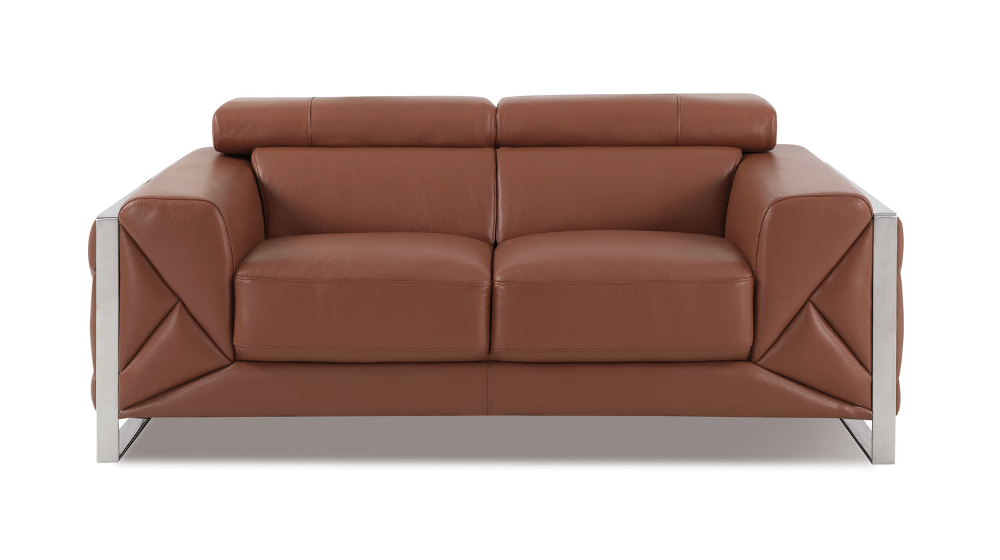 Tomos Top Grain Italian Leather Loveseat - Camel