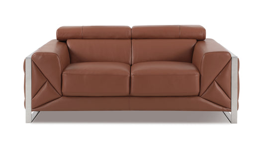 Tomos Top Grain Italian Leather Loveseat - Camel