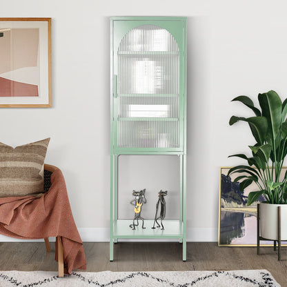 Arched Tempered Glass High Cabinet - Mint Green