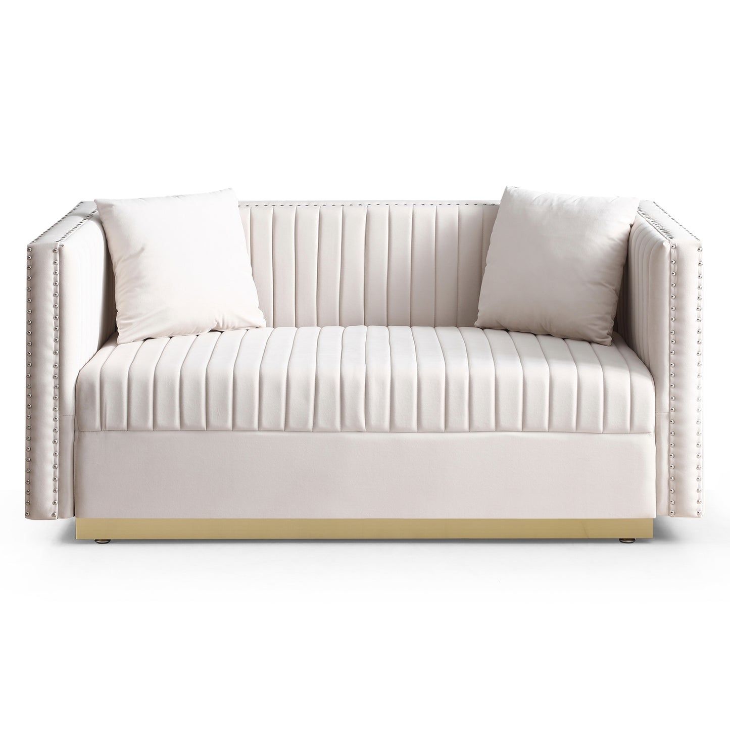 Alessia Tufted Velvet Sofa  Loveseat with 2 pillows - Beige