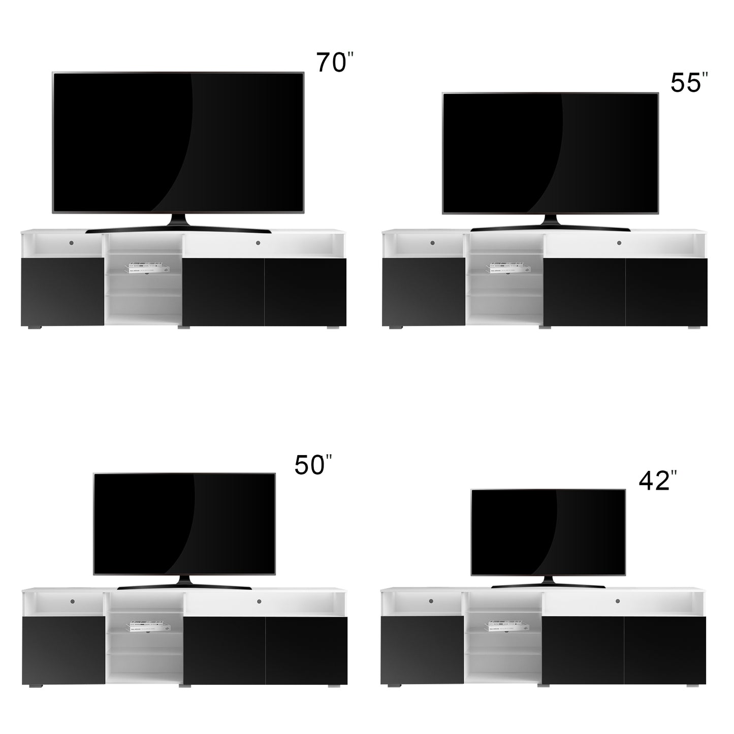 Ivan TV Stand LED High Gloss Doors - White/Black