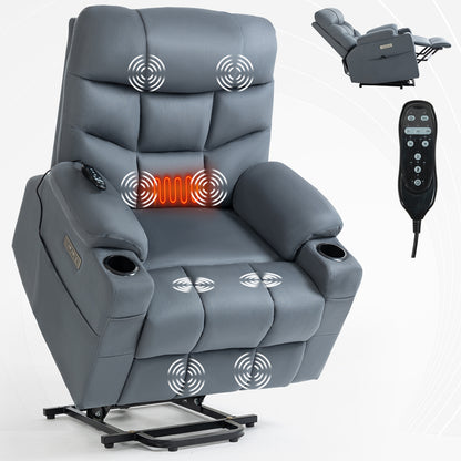 Okin II Power Lift Fabric Recliner Chair with Massage & Heat - Blue