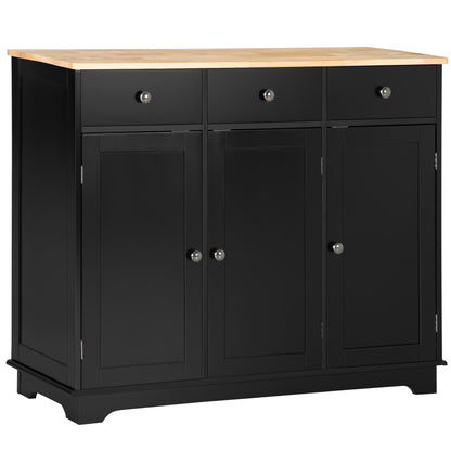 Valley Sideboard with Solid Wood Countertop - Black