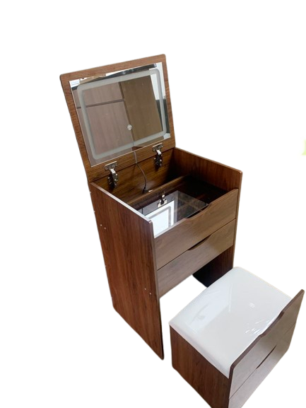 Cortez 3 in 1 Vanity Desk with Plip Top Mirror - Walnut