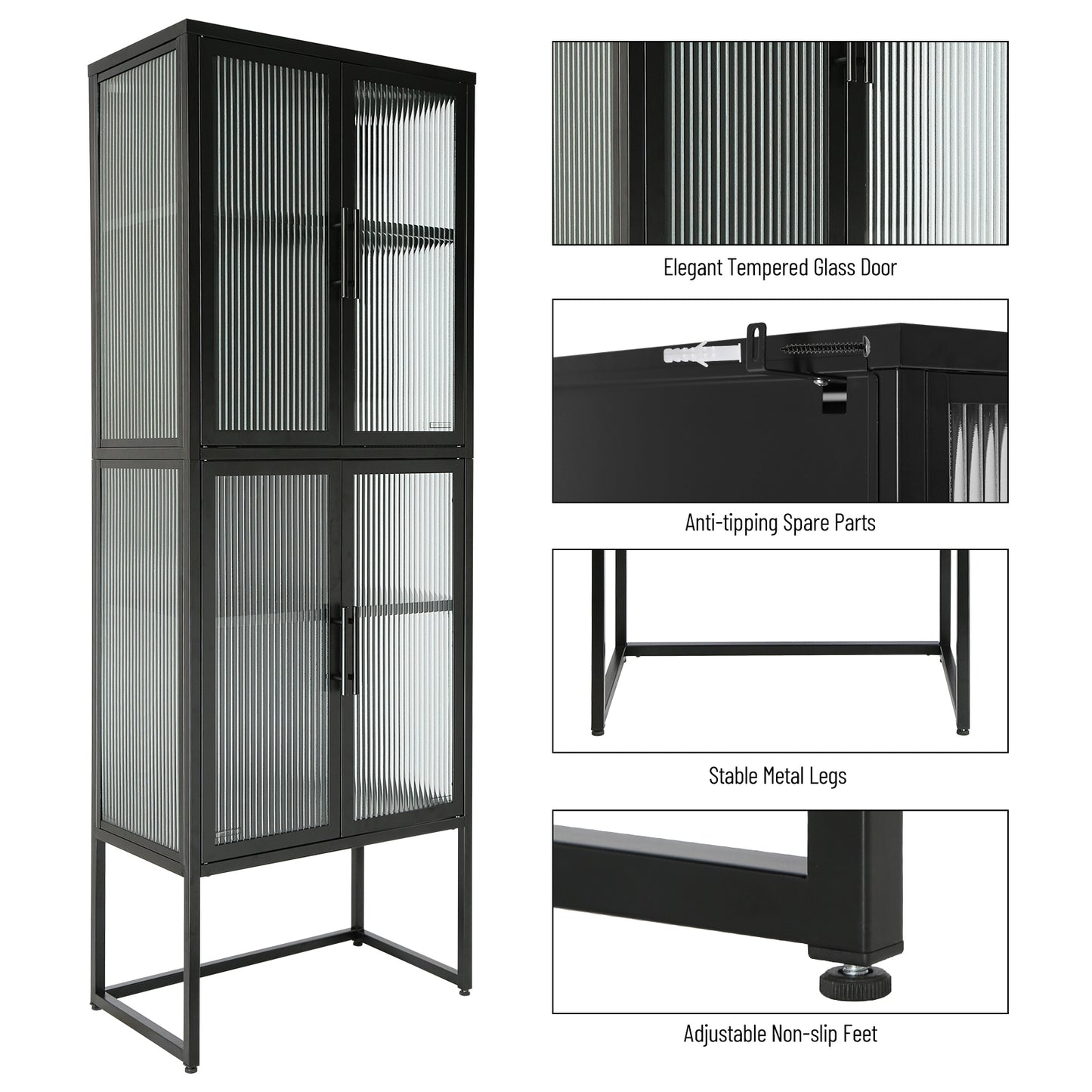 Nera II Tempered Glass Cabinet - Black