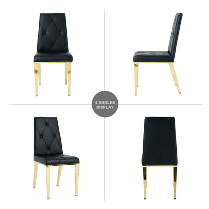 Valerio Pu Dining Chairs with Gold Leg (Set of 2) - Black