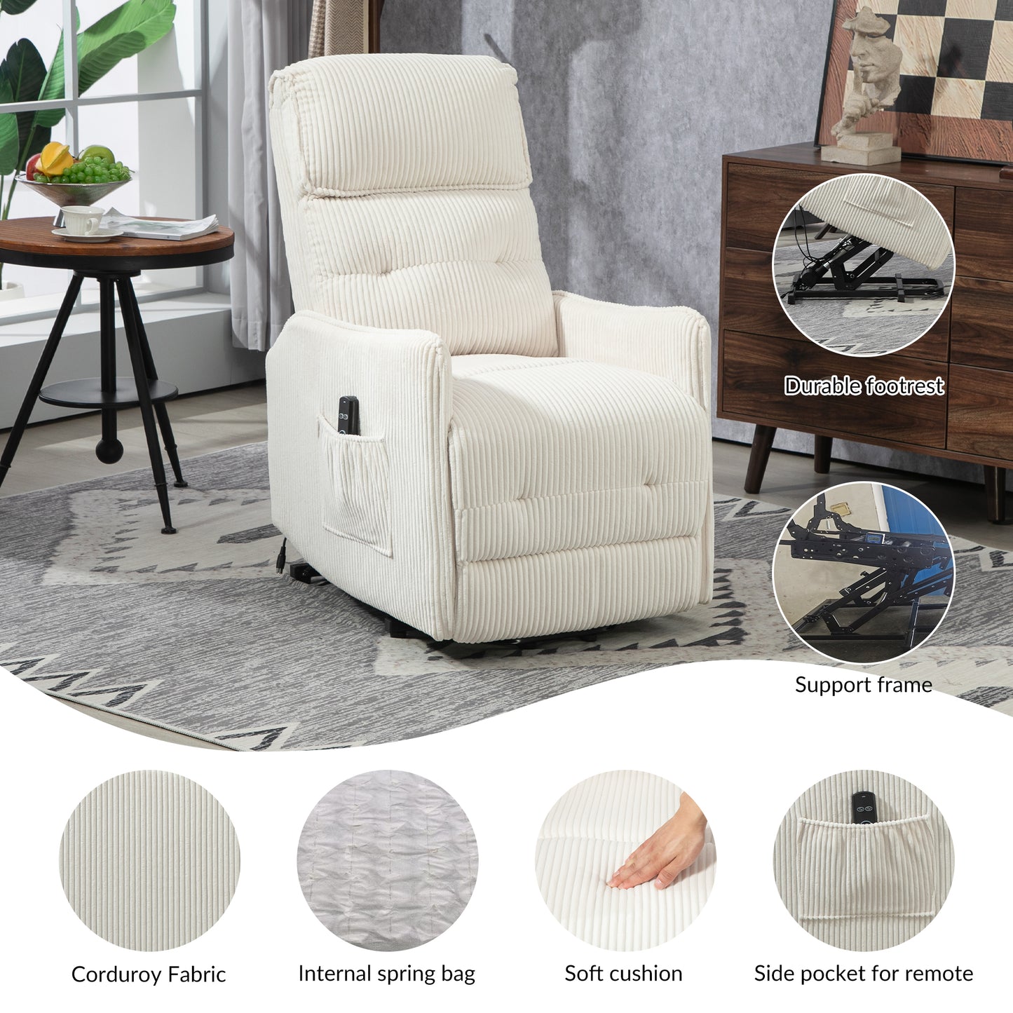 Fraser Electric Recliner Chair - Beige