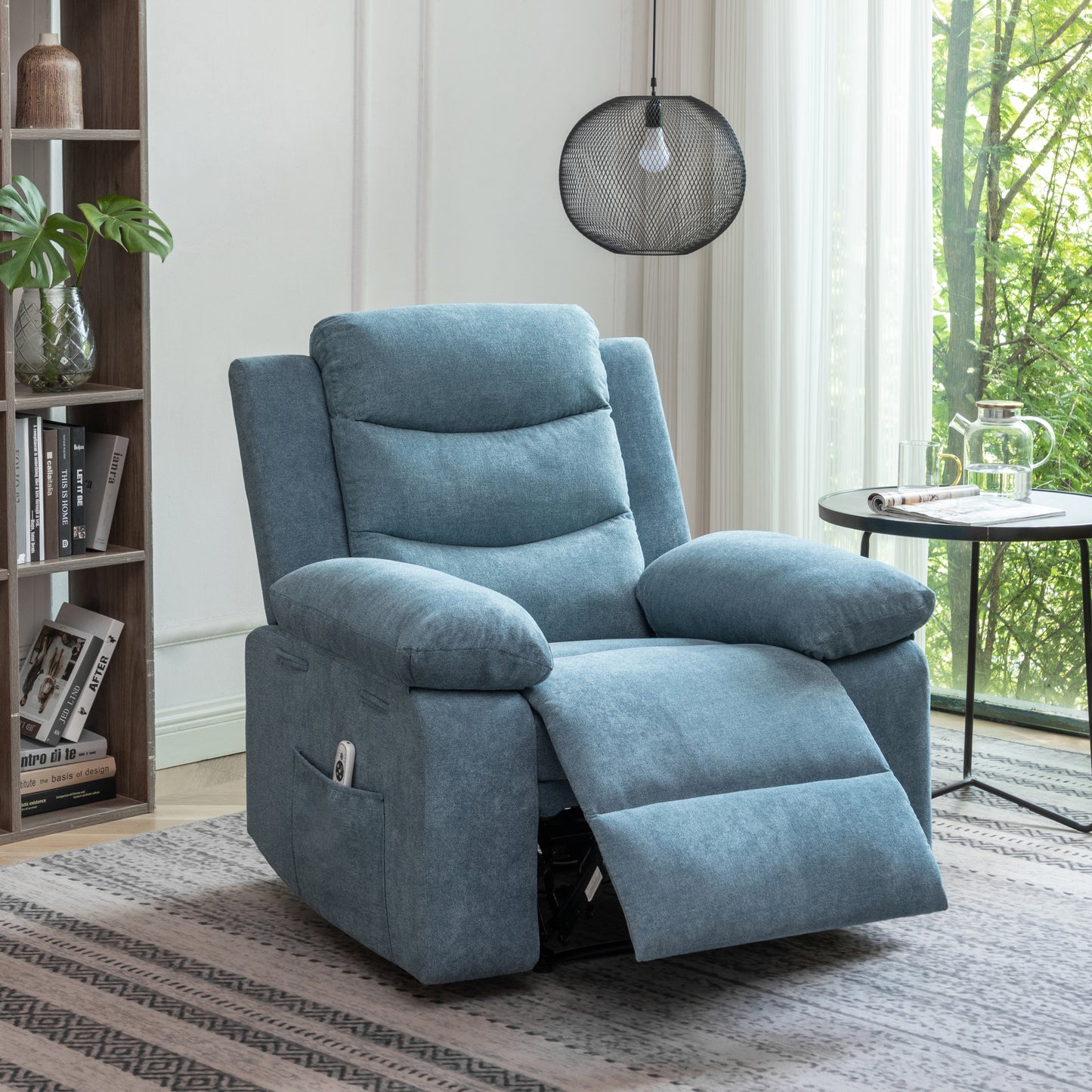 Equinox Power Recliner Chair with Adjustable Massage Function - Blue