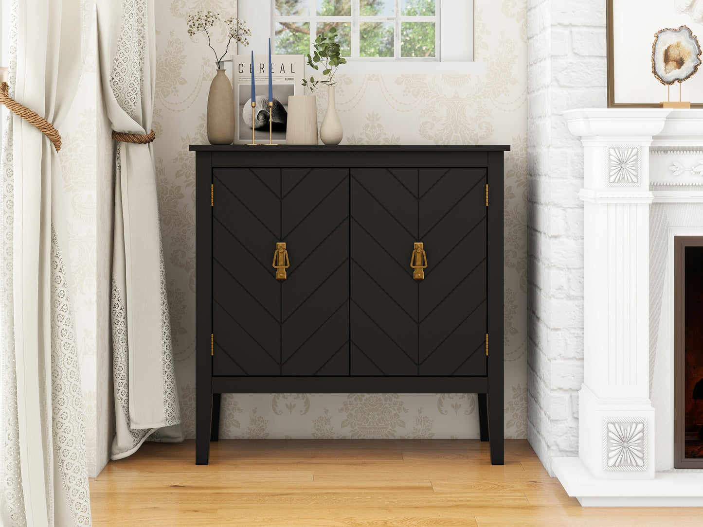 Aaron 2 Door Wooden Cabinets - Black