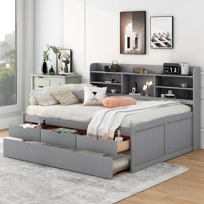 Gini Full Size Daybed with Trundle and Storage - Light Gray