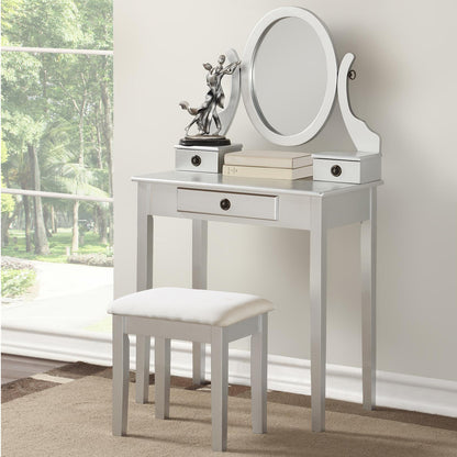 Moniya Makeup Vanity Table and Stool Set - Silver