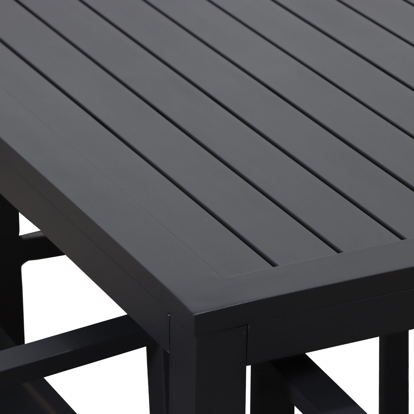 Tobi Outdoor Rectangle Aluminum Dining Table - Black