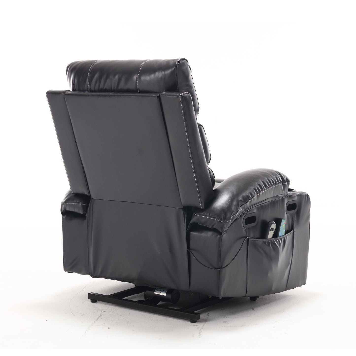 Elias Large Power Lift Recliner Chair with Massage - Black