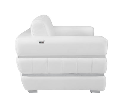 Meza Top Grain Italian Leather  Loveseat - White