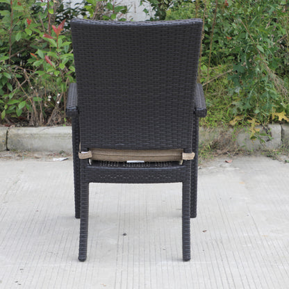 Aaron Outdoor Wicker Dining Chairs With Cushion (Set of 8) - Brown/Chocolate