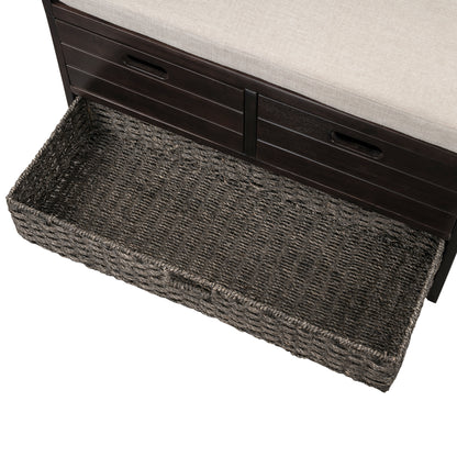 Lucy  Storage Bench with Removable Basket  Removable Cushion - Espresso