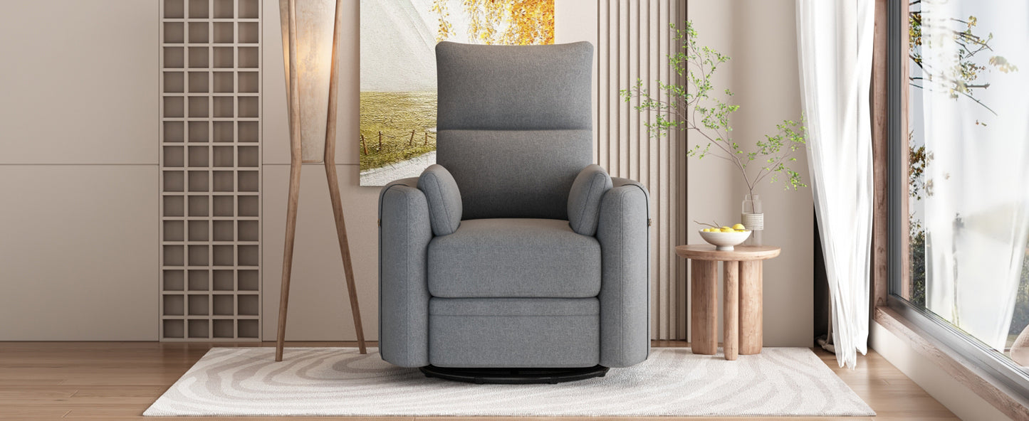 Niki Upholstered Swivel Recliner - Dark Grey